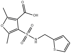 2,5-DIMETHYL-4-(2-THIENYLAMINOSULPHONYL)FURAN-3-CARBOXYLIC ACID 化学構造式