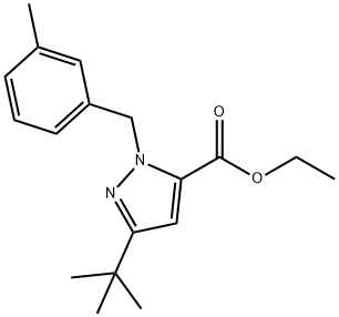 3-叔丁基-1-(3-甲基苄基)-1H-吡唑-5-甲酸乙酯,306936-95-8,结构式