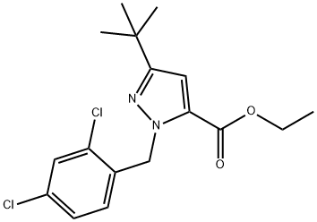 ETHYL 3-(TERT-BUTYL)-1-(2,4-DICHLOROBENZYL)-1H-PYRAZOLE-5-CARBOXYLATE 化学構造式