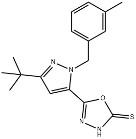 5-[3-(TERT-BUTYL)-1-(3-METHYLBENZYL)-1H-PYRAZOL-5-YL]-1,3,4-OXADIAZOLE-2-THIOL Structure