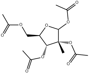 (3R,4R,5R)-5-(acetoxymethyl)-3-methyltetrahydrofuran-2,3,4-triyl triacetate 化学構造式