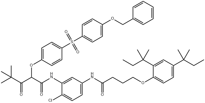 N-(5-((4-(2,4-Bis(1,1-dimethylpropyl)phenoxy)-1-oxobutyl)amino)-2-chlorophenyl)-4,4-dimethyl-3-oxo-2-(4-((4-(phenylmethoxy)phenyl)sulphonyl)phenoxy)valeramide Struktur