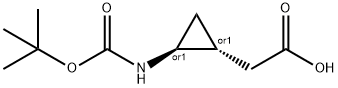 Cyclopropaneacetic acid, 2-[[(1,1-dimethylethoxy)carbonyl]amino]-, (1R,2S)- 化学構造式
