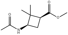 Cyclobutanecarboxylic acid, 3-(acetylamino)-2,2-dimethyl-, methyl ester, Structure