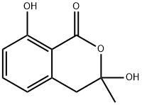 3,4-ジヒドロ-3,8-ジヒドロキシ-3-メチル-1H-2-ベンゾピラン-1-オン 化学構造式
