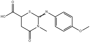 2-(4-METHOXY-PHENYLIMINO)-3-METHYL-4-OXO-[1,3]THIAZINANE-6-CARBOXYLIC ACID Struktur