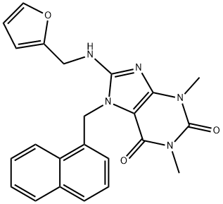 8-[(2-furylmethyl)amino]-1,3-dimethyl-7-(1-naphthylmethyl)-3,7-dihydro-1H-purine-2,6-dione 化学構造式