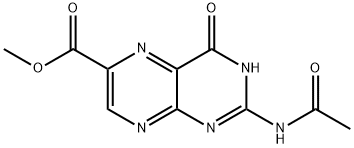 2-Acetylamino-3,4-dihydro-4-oxopteridine-6-carboxylic acid methyl ester Struktur