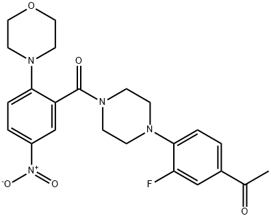 1-[4-[4-[2-(Morpholin-4-yl)-5-nitrobenzoyl]piperazin-1-yl]-3-fluorophenyl]ethanone Structure