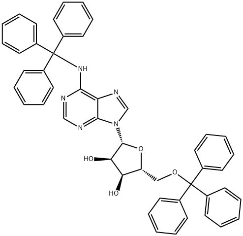 (2R,3R,4S,5R)-2-(6-(三苯甲基氨基)-9H-嘌呤-9-基)-5-((三苯甲基氧代)甲基)四氢呋喃-3,4-二醇,31085-55-9,结构式