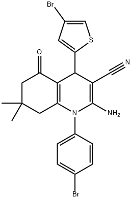 2-amino-1-(4-bromophenyl)-4-(4-bromo-2-thienyl)-7,7-dimethyl-5-oxo-1,4,5,6,7,8-hexahydro-3-quinolinecarbonitrile|