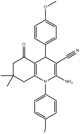 2-amino-1-(4-fluorophenyl)-4-(4-methoxyphenyl)-7,7-dimethyl-5-oxo-1,4,5,6,7,8-hexahydro-3-quinolinecarbonitrile Structure