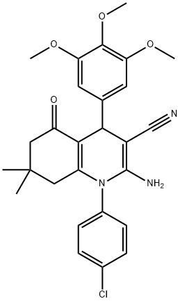 2-amino-1-(4-chlorophenyl)-7,7-dimethyl-5-oxo-4-(3,4,5-trimethoxyphenyl)-1,4,5,6,7,8-hexahydro-3-quinolinecarbonitrile,311777-77-2,结构式