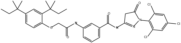 3-[[[2,4-ビス(1,1-ジメチルプロピル)フェノキシ]アセチル]アミノ]-N-[[4,5-ジヒドロ-5-オキソ-1-(2,4,6-トリクロロフェニル)-1H-ピラゾール]-3-イル]ベンズアミド 化学構造式