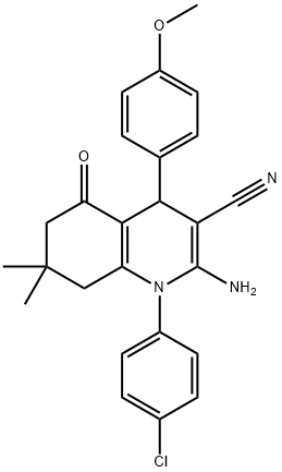 2-amino-1-(4-chlorophenyl)-4-(4-methoxyphenyl)-7,7-dimethyl-5-oxo-1,4,5,6,7,8-hexahydro-3-quinolinecarbonitrile 结构式