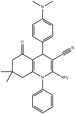 2-amino-4-[4-(dimethylamino)phenyl]-7,7-dimethyl-5-oxo-1-phenyl-1,4,5,6,7,8-hexahydro-3-quinolinecarbonitrile Struktur