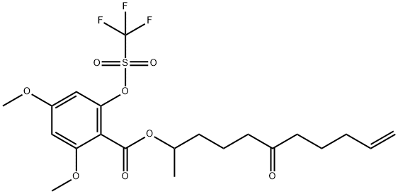 rac 2,4-Dimethoxy-6-[[(trifluoromethyl)sulfonyl]oxy]benzoic Acid 1-Methyl-5-oxo-9-decen-1-yl Ester
|rac 2,4-Dimethoxy-6-[[(trifluoromethyl)sulfonyl]oxy]benzoic Acid 1-Methyl-5-oxo-9-decen-1-yl Ester
