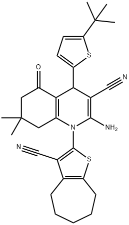 2-amino-4-(5-tert-butyl-2-thienyl)-1-(3-cyano-5,6,7,8-tetrahydro-4H-cyclohepta[b]thien-2-yl)-7,7-dimethyl-5-oxo-1,4,5,6,7,8-hexahydro-3-quinolinecarbonitrile|