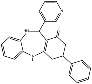 3-phenyl-11-(3-pyridinyl)-2,3,4,5,10,11-hexahydro-1H-dibenzo[b,e][1,4]diazepin-1-one Struktur