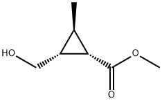 Cyclopropanecarboxylic acid, 2-(hydroxymethyl)-3-methyl-, methyl ester, 化学構造式