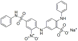 Metanilic acid, 6-anilino-N-[2-nitro-4-(phenylsulfamoyl)phenyl]-, sodium salt Structure