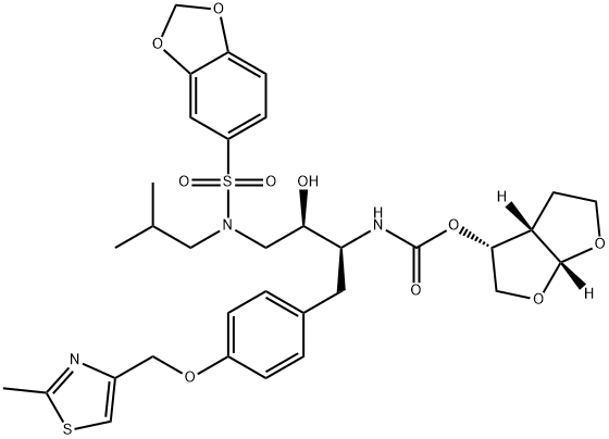 [(1R,5S,6R)-2,8-dioxabicyclo[3.3.0]oct-6-yl] N-[(2S,3R)-4-(benzo[1,3]dioxol-5-ylsulfonyl-(2-methylpropyl)amino)-3-hydroxy-1-[4-[(2-methyl-1,3-thiazol-4-yl)methoxy]phenyl]butan-2-yl]carbamate|[(1R,5S,6R)-2,8-dioxabicyclo[3.3.0]oct-6-yl] N-[(2S,3R)-4-(benzo[1,3]dioxol-5-ylsulfonyl-(2-methylpropyl)amino)-3-hydroxy-1-[4-[(2-methyl-1,3-thiazol-4-yl)methoxy]phenyl]butan-2-yl]carbamate