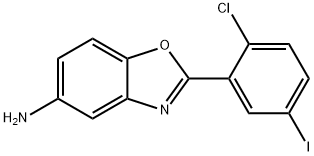 2-(2-クロロ-5-ヨードフェニル)-1,3-ベンゾキサゾール-5-アミン 化学構造式