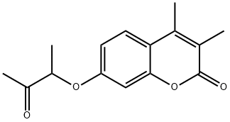 3,4-ジメチル-7-(1-メチル-2-オキソプロポキシ)-2H-クロメン-2-オン 化学構造式