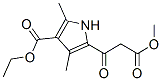 1H-Pyrrole-2-propanoicacid,4-(ethoxycarbonyl)-3,5-dimethyl-beta-oxo-,methylester(9CI) 结构式