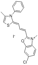 4-METHYL-2-(2-(6-CHLORO-3-METHYL-2(3H)-BENZOXAZOLINYLIDENE)-1-PROPENYL)-3-PHENYL THIAZOLINIUM IODIDE Struktur