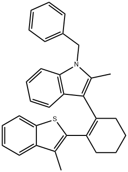 1-BENZYL-2-METHYL-3-[2-(3-METHYL-BENZO[B]THIOPHEN-2-YL)-CYCLOHEX-1-ENYL]-1H-INDOLE Struktur