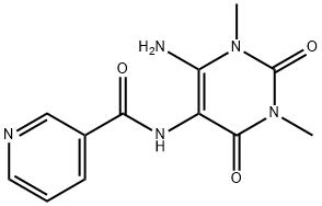 Nicotinamide,  N-(6-amino-1,2,3,4-tetrahydro-1,3-dimethyl-2,4-dioxo-5-pyrimidinyl)-  (7CI,8CI) Struktur