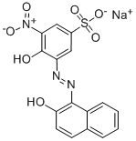 sodium 4-hydroxy-3-[(2-hydroxy-1-naphthyl)azo]-5-nitrobenzenesulphonate Struktur