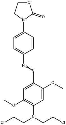 3-[4-[[4-[bis(2-chloroethyl)amino]-2,5-dimethoxy-phenyl]methylideneamino]phenyl]oxazolidin-2-one,31847-13-9,结构式