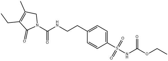 4-[2-(3-乙基-4-甲基-2-氧代-3-吡咯啉-1-甲酰胺基)乙基]-苯磺酰基氨基甲酸乙酯,318515-70-7,结构式