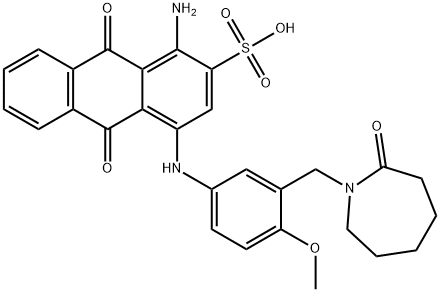 1-amino-4-[[3-[(hexahydro-2-oxo-1H-azepin-1-yl)methyl]-4-methoxyphenyl]amino]-9,10-dihydro-9,10-dioxoanthracene-2-sulphonic acid 结构式