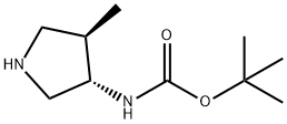 (3S,4R)-(4-メチルピロリジン-3-イル)-カルバミン酸TERT-ブチルエステル 化学構造式