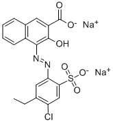 disodium 4-[(4-chloro-5-ethyl-2-sulphonatophenyl)azo]-3-hydroxy-2-naphthoate Struktur