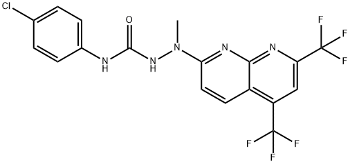 Hydrazinecarboxamide, 2-[5,7-bis(trifluoromethyl)-1,8-naphthyridin-2-yl]-N-(4-chlorophenyl)-2-methyl- (9CI) 结构式