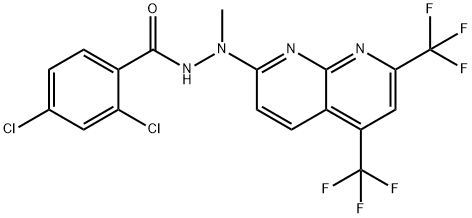 Benzoic acid, 2,4-dichloro-, 2-[5,7-bis(trifluoromethyl)-1,8-naphthyridin-2-yl]-2-methylhydrazide (9CI) Struktur