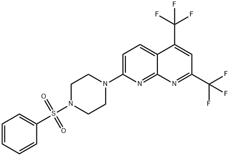 Piperazine, 1-[5,7-bis(trifluoromethyl)-1,8-naphthyridin-2-yl]-4-(phenylsulfonyl)- (9CI) 化学構造式