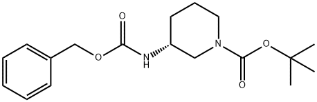 1-Piperidinecarboxylic acid, 3-[[(phenylmethoxy)carbonyl]amino]-, 1,1-dimethylethyl ester, (3R)- Struktur