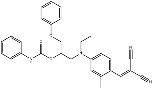 [[4-[乙基[2-[[(苯氨基)羰基]氧代]-3-苯氧基丙基]氨基]-2-甲基苯基]亚甲基]丙二腈 结构式