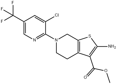 2-[2-Amino-4,7-dihydro-3-(methoxycarbonyl)thieno[2,3-c]pyridin-6(5H)-yl]-3-chloro-5-(trifluoromethyl)pyridine, 2-Amino-6-[3-chloro-5-(trifluoromethyl)pyridin-2-yl]-3-(methoxycarbonyl)-4,5,6,7-tetrahydrothieno[2,3-c]pyridine Structure