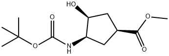 (1R,2S,4S)-N-BOC-1-AMINO-2-HYDROXYCYCLOPENTANE-4-CARBOXYLIC ACID METHYL ESTER Struktur