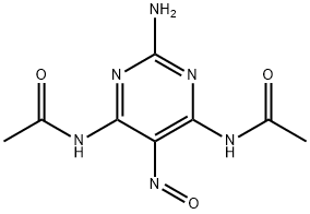 N,N'-(2-アミノ-5-ニトロソ-4,6-ピリミジンジイル)ビス(アセトアミド) 化学構造式