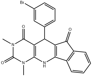 5-(3-Bromophenyl)-5,11-dihydro-1,3-dimethyl-1H-indeno[2',1':5,6]pyrido[2,3-d]pyrimidine-2,4,6(3H)-trione 结构式