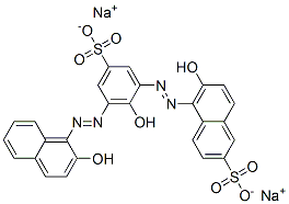 disodium 6-hydroxy-5-[[2-hydroxy-3-[(2-hydroxynaphthyl)azo]-5-sulphonatophenyl]azo]naphthalene-2-sulphonate Struktur