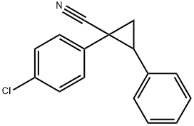 1-(p-クロロフェニル)-2-フェニルシクロプロパンカルボニトリル 化学構造式