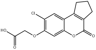 [(8-クロロ-4-オキソ-1,2,3,4-テトラヒドロシクロペンタ[C]クロメン-7-イル)オキシ]酢酸 化学構造式